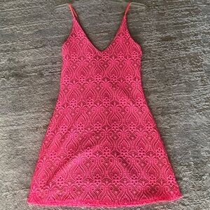 Coral Lace Sleeveless Dress